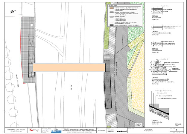 Proyecto de pasarela para peatones sobre el Riu Sec