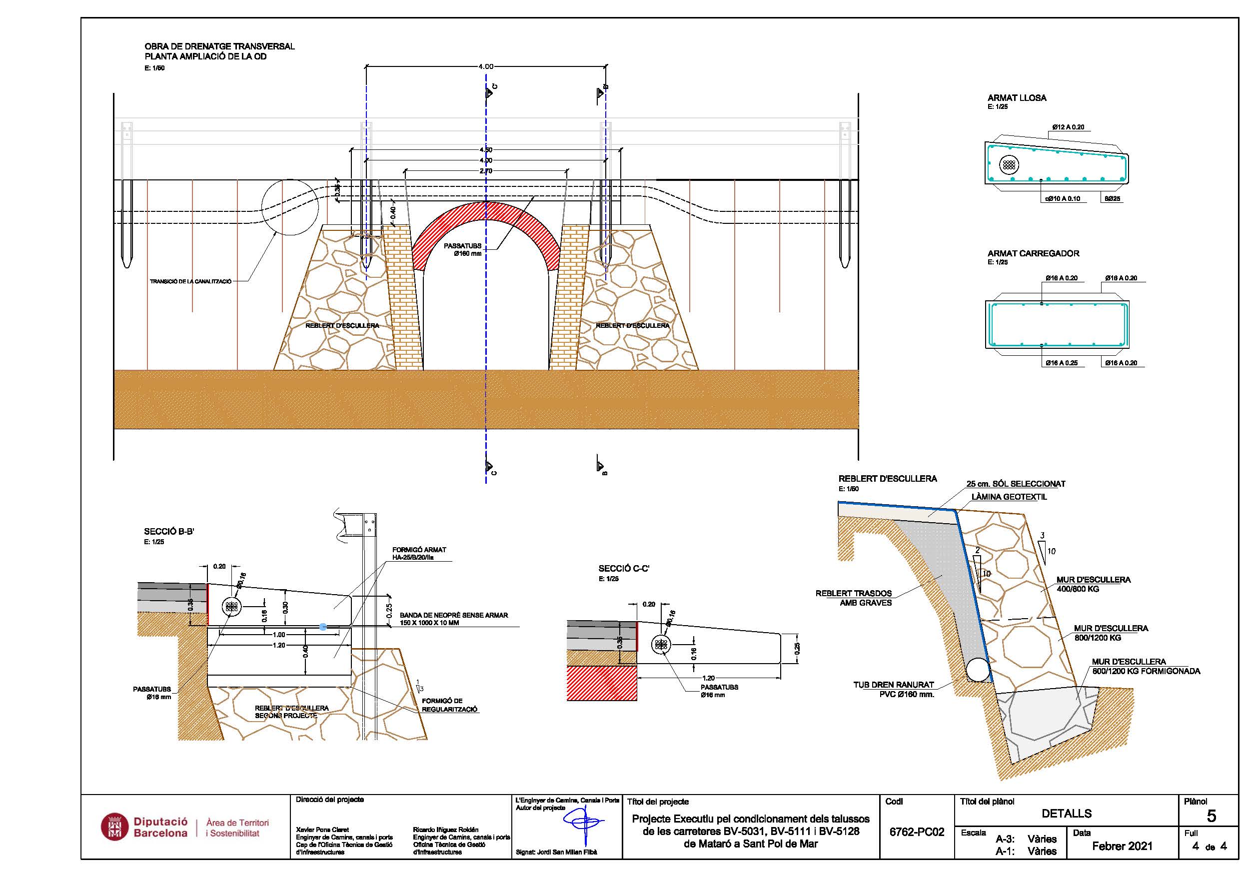 Proyecto ejecutivo para los taludes de BV-5031, BV-5111 y BV-5128