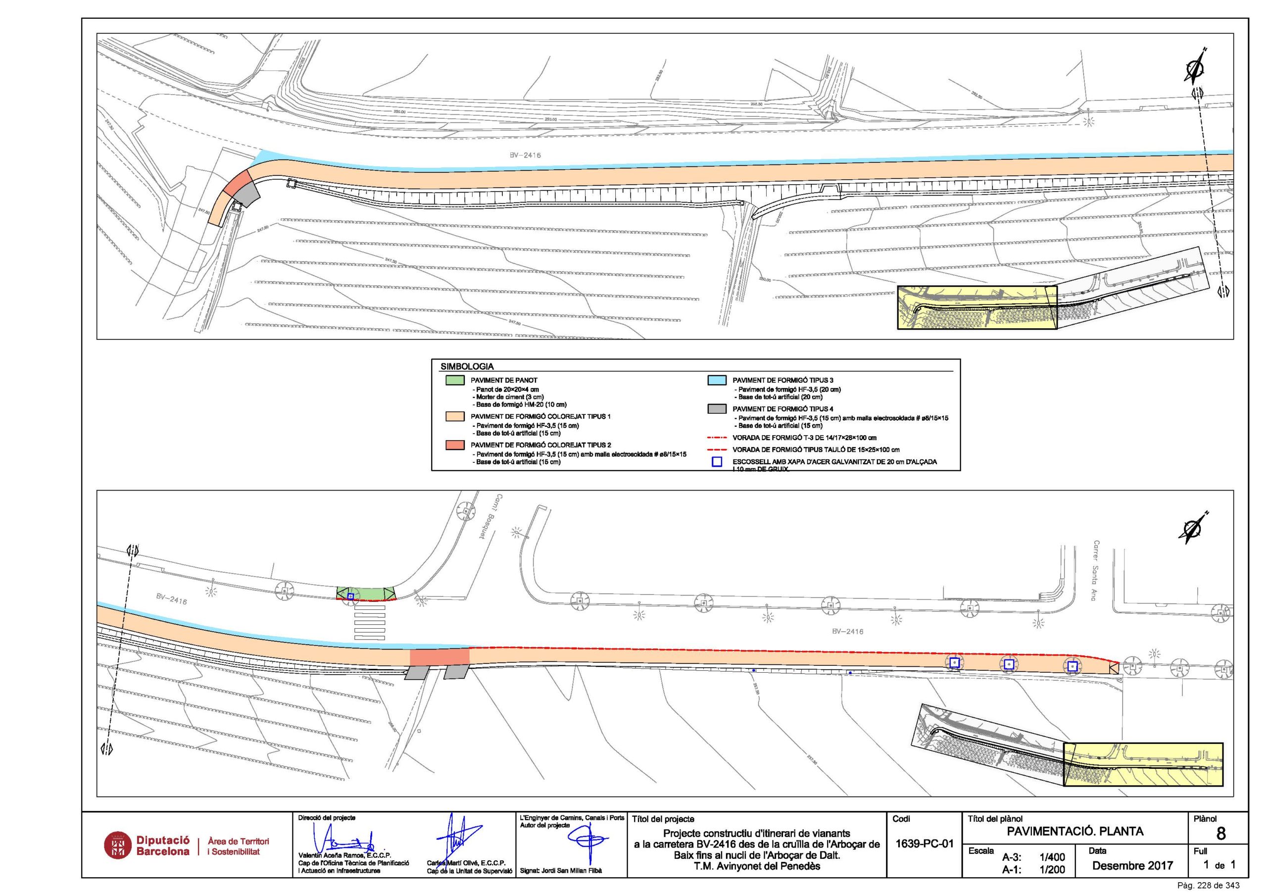 Proyecto constructivo de itinerario peatonal en la carretera BV-2416