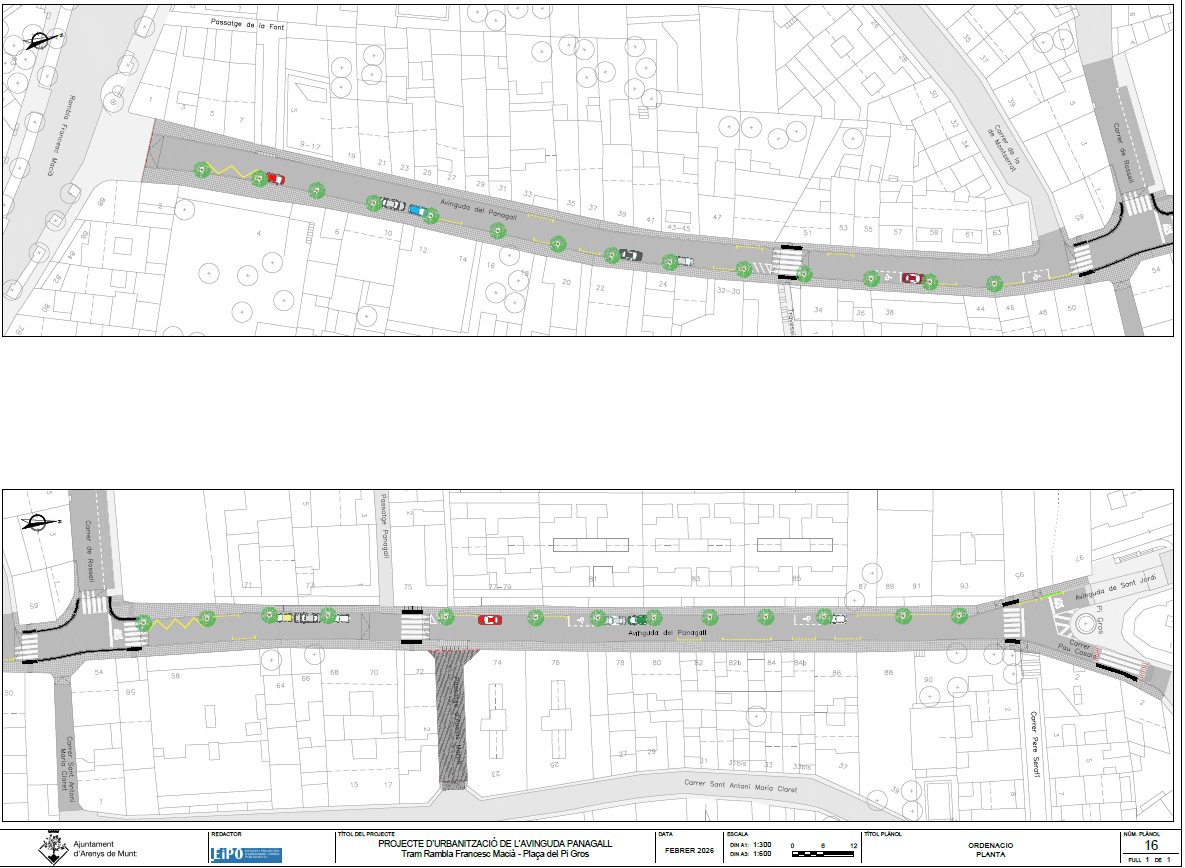 Proyecto de urbanización de la avenida Panagall, tramo rambla Francesc Macià – plaza del Pi Gros